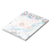 ピンクとブルーの水彩フローラ パーソナライズされた ノートパッド (回転)
