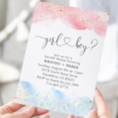 ピンクとブルーの水彩性別の表示 招待状