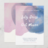 ピンクとブルーの水彩招待状 招待状 (正面/裏面)