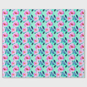 ピンクとブルーの水彩柄 ラッピングペーパー (フラット)