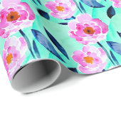ピンクとブルーの水彩柄 ラッピングペーパー (ロールコーナー)