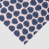 ピンクとブルーの水彩画のバラの蔓が描かれたコテージ風のウェディング 薄葉紙 (詳細)