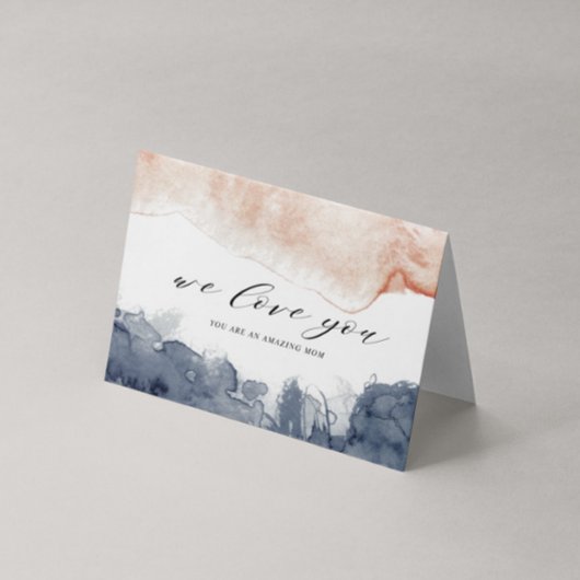 ピンクとブルーの水彩画風の母の日 カード