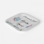 ピンクとブルーの水彩紙ナプキン ペーパープレート (傾斜あり)