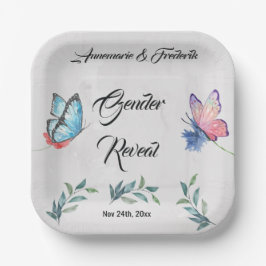 ピンクとブルーの水彩紙ナプキン ペーパープレート