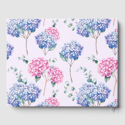 ピンクとブルーの水彩紫陽花春の結婚式 ゲストブック (裏面)