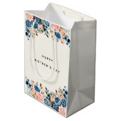 ピンクとブルーの水彩花お母さんの日 ミディアムペーパーバッグ (裏面アングル)
