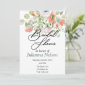 ピンクとブルーの水彩花のウェディングシャワーデザイン 招待状 (スタンド正面)