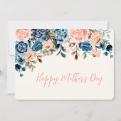 ピンクとブルーの水彩花の母の日カード シーズンカード (正面)