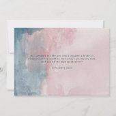 ピンクとブルーの水彩花嫁カード 招待状 (裏面)