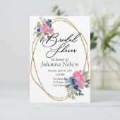 ピンクとブルーの水彩花柄の招待状 招待状 (スタンド正面)