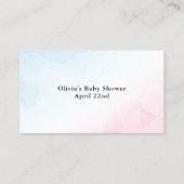 ピンクとブルーの水彩表示シャワー挿入カード 名刺 (裏面)