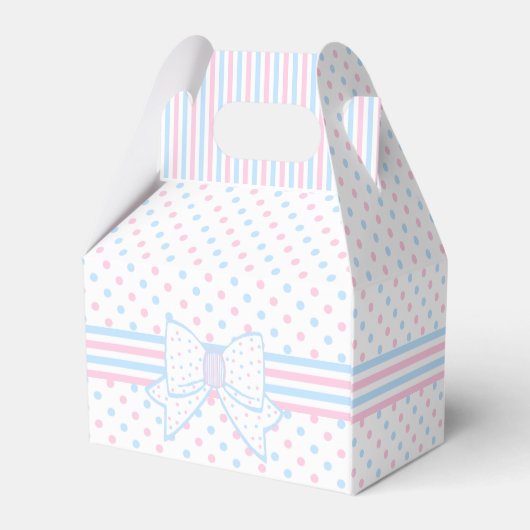 ピンクとブルーの水玉模様赤ちゃんシャワー フェイバーボックス (裏面サイド)