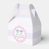 ピンクとブルーの水玉模様赤ちゃんシャワー フェイバーボックス (正面サイド)