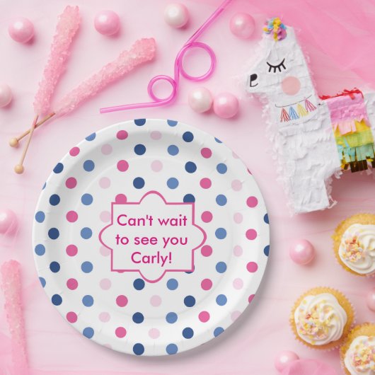 ピンクとブルーの水玉模様赤ちゃんシャワー ペーパープレート (パーティー)