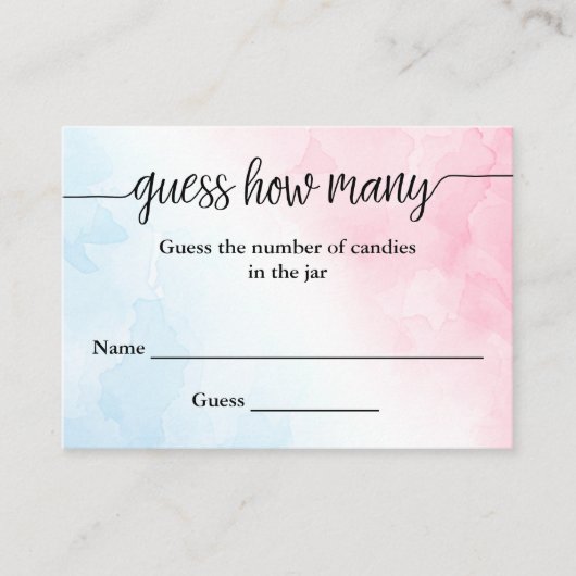 ピンクとブルーの水色のゲームカードの数を推測 エンクロージャーカード (正面)