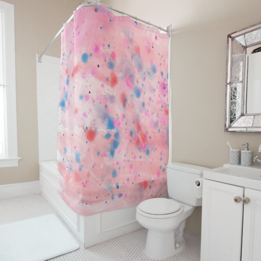 ピンクとブルーの水色のシャワーカーテン シャワーカーテン (インサイチュ)