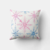 ピンクとブルーの水色のスノーフレーク装飾用クッション クッション (裏面)