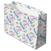 ピンクとブルーの水色のトンボ ラージペーパーバッグ (裏面アングル)