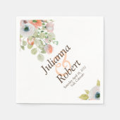 ピンクとブルーの水色のフローラナプキン スタンダードカクテルナプキン (正面)