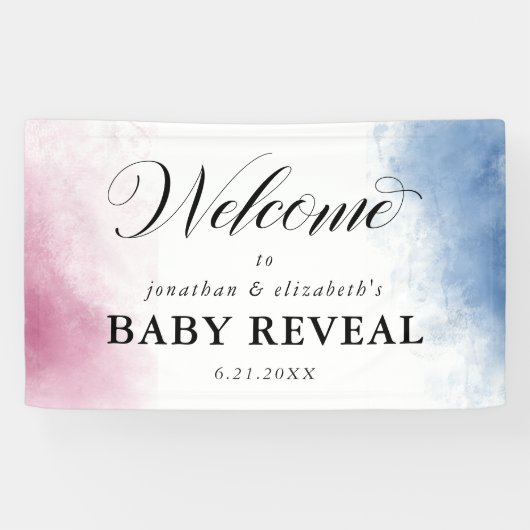 ピンクとブルーの水色の性別が歓迎を示す 横断幕 (横)