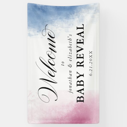 ピンクとブルーの水色の性別が歓迎を示す 横断幕 (縦)