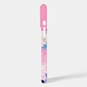 ピンクとブルーの水色の花モノグラムの Case-Mate iPhoneケース (裏面 / 左)