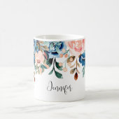 ピンクとブルーの水色の花 コーヒーマグカップ (中央)