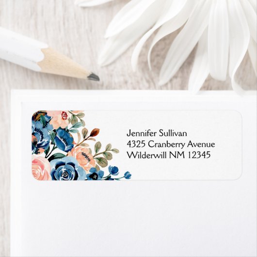 ピンクとブルーの水色の花 ラベル (インサイチュ)