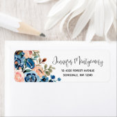 ピンクとブルーの水色の花 ラベル (インサイチュ)