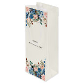 ピンクとブルーの水色の花 ワインギフトバッグ (裏面アングル)