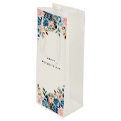 ピンクとブルーの水色の花 ワインギフトバッグ (正面アングル)