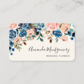 ピンクとブルーの水色の花 名刺 (正面)