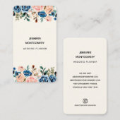 ピンクとブルーの水色の花 名刺 (正面/裏面)