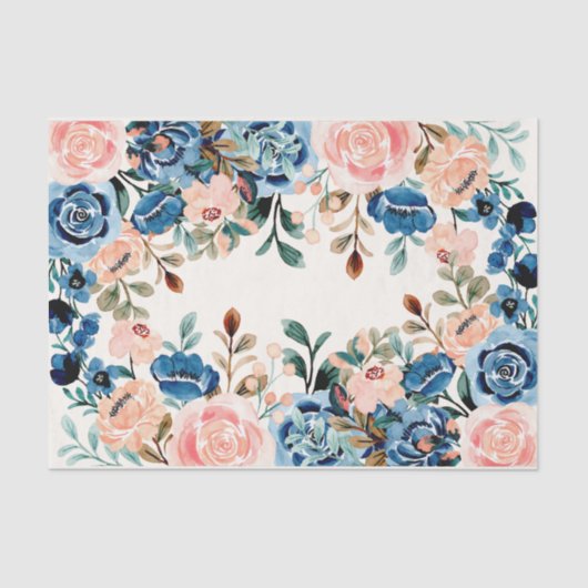 ピンクとブルーの水色の花 薄葉紙 (正面)