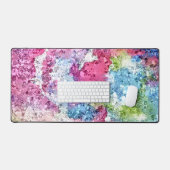 ピンクとブルーの水色の芸術的デザイン デスクマット (キーボード&マウス)