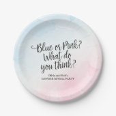 ピンクとブルーの水色ジェンダーが赤ちゃんのシャワーを明らかにする ペーパープレート (正面)