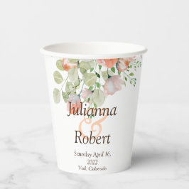 ピンクとブルーの水色フローラ結婚の紙銅 紙コップ