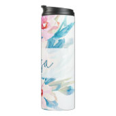 ピンクとブルーの水色フローラ タンブラー (回転右)