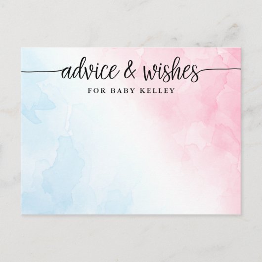 ピンクとブルーの水色ベビーアドバイスとウィッシュカード ポストカード (正面)