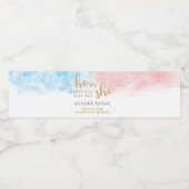 ピンクとブルーの水色金ゴールドグリッター性別リビール ペットボトルラベル (シングルラベル)