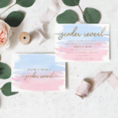 ピンクとブルーの水色金ゴールド性別リビール招待状 招待状