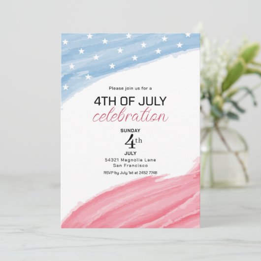 ピンクとブルーの水色7月招待状4日 セーブザデート (スタンド正面)