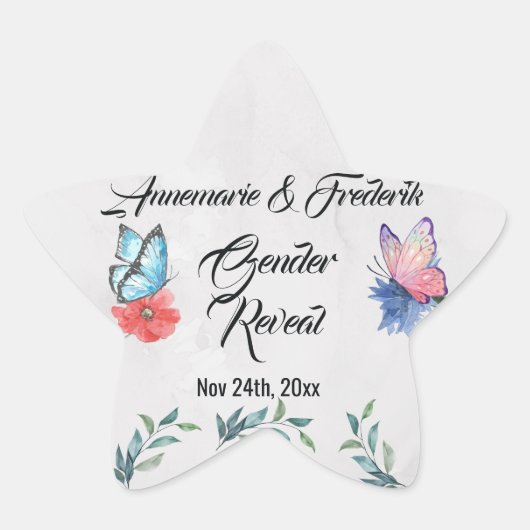 ピンクとブルーの水色 星シール (正面)