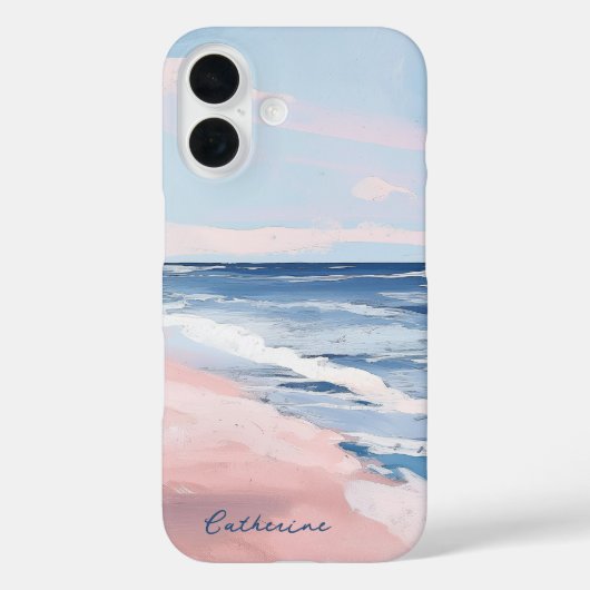 ピンクとブルーの沿岸ビーチガッシュアート Case-Mate iPhoneケース (裏面)
