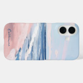 ピンクとブルーの沿岸ビーチガッシュアート Case-Mate iPhoneケース (裏面 (横))