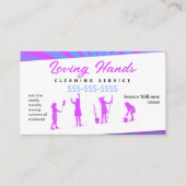 ピンクとブルーの清掃サービスの名刺 名刺 (正面)