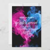 ピンクとブルーの煙の愛ハート性発現 招待状 (正面)