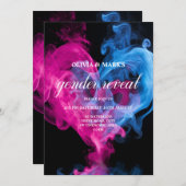 ピンクとブルーの煙の愛ハート性発現 招待状 (正面/裏面)