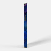 ピンクとブルーの煙の抽象画 iPhoneケース (右側面)